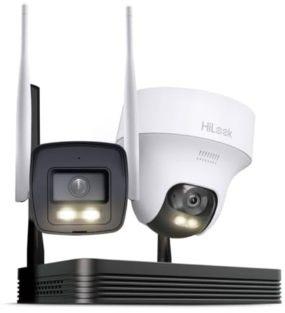 HiLook WLAN Überwachungskamera 2er Set aussen 4MP NVS PT Nachtsicht | Speicherkarte separat, App-Zugriff, Menschen-/Fahrzeugerkennung, Zwei-Wege-Audio und flexible Außenbereiche