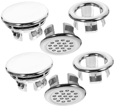 SHINEOFI 6pcs Sink Overflow Cover Washing Basin Rings Plastic Minimalist Silver Easy to Install Beautiful and Practical Home Decoration Accessory
