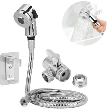 Doccetta Per Lavandino Bagno Set, Doccino per Bidet Bagno con Tubo Doccino Per Lavandino Universale per Cucina Igiene Personale Lavaggio dei Capelli (6)