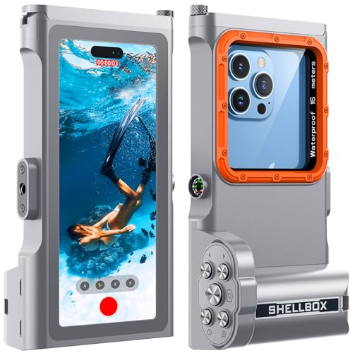 Lanhiem Pochette Étanche 15M [Universelle] Coque Téléphone IPX8 Plongée Compatible avec Bluetooth Professionnel Étui pour iPhone Samsung XiaoMi Google et Smartphone 4.7-6.9'' sous Marine Housse, Gris