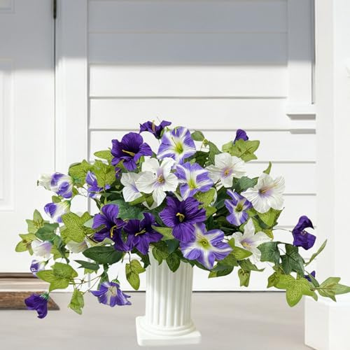 Fycooler Artificial Flowers Outdoor UV Resistant Fake Petunias No Fade Faux Silk Flowers for Hanging Baskets Garden Porch Window Balcony Yard Home Decor 2 Bundles