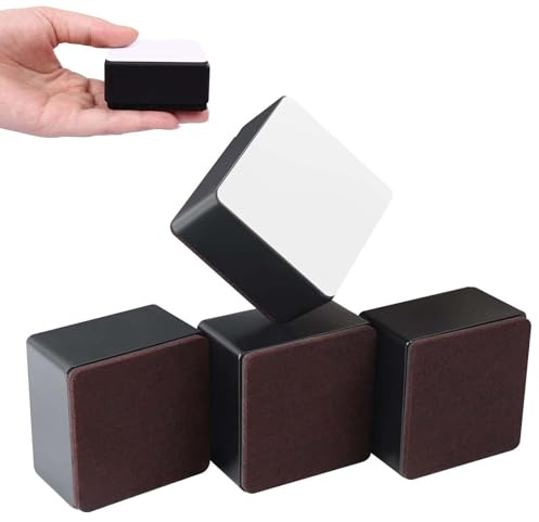 Rialzi per Mobili Alti in Acciaio, Autoadesive Alzata per Letto, Set da 4 Alzata per Mobili Resistenti, Diametro 6 cm, Supporta 500kg, per Tavolo, Altezza di Sollevamento di 3 cm, Quadrato, Nero