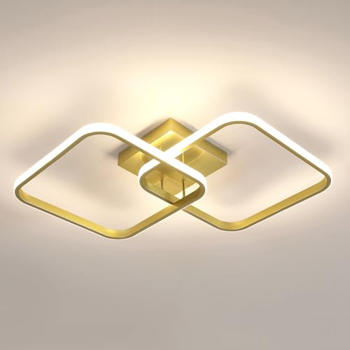 Goeco Lampada da Soffitto a LED, 42W Plafoniera LED Soffitto Moderna Quadrata in Acrilico, Illuminazione a Soffitto Dorata per Camera da Letto, Soggiorno, Cucina, Luce Neutra 4500K