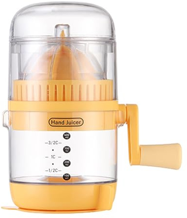 Greensen Manuel Presse-agrumes, Presse-agrumes à Main avec Base à Ventouse Robuste pour Oranges Citrons Pamplemousses, Mécanisme à Manivelle Efficace, Ouverture Large de 4,1 Pouces (YELLOW)