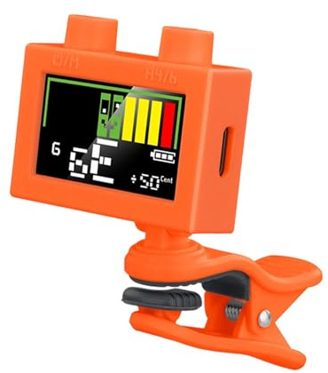 MagiDeal Accordeur de Guitare à Pince, Métronome D'étalonnage Acoustique, Accordeur électronique Numérique Professionnel Rotatif pour Violon, Mandoline et, orange