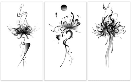 3hojas Tatuajes Temporales De Hierbas Resistentes Al Agua Para Mujeres, De Larga Duración, Con El Color De La Flor De Lirio Araña Roja, Ideales Para Lucir En La Cintura, Brazos, Pecho