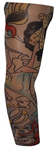 Fake Tattoo Sleeve Adults Halloween Wearable Arm Cover Prank Temporary Body Art Fancy Dress Costume Naughty and Nice (T86)