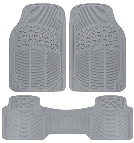 BDK -MT783PLUS ProLiner Original 3 Stück robuste vordere und hintere Gummi-Fußmatten für Auto, SUV, Van und LKW, Allwetterschutz, universelle Passform, grau
