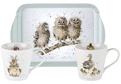 Portmeirion Home & Gifts X0011658739 Wrendale by Royal Worcester s/2 Mugs & Tray Wrendale Designs,Transparent