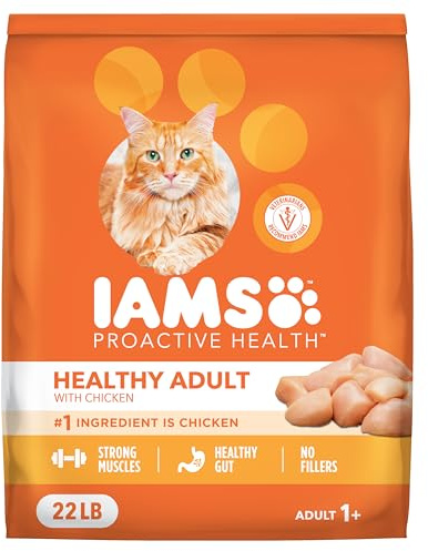 IAMS Proactive Health Dry Cat Food, Healthy Cat Food Dry Recipe for Adults, with Chicken 22 lb. Bag