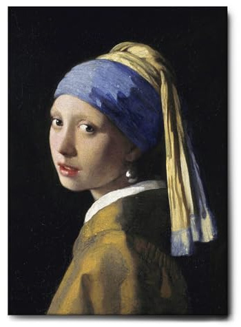 Giallobus - Gemälde - Jan Vermeer - Das Mädchen mit dem Perlenohrring - Leinwand mit Standardrahmen - 100L x 140l cm - Bereit zum Aufhängen - Moderne Gemälde
