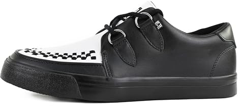 TUK Skor Läder Creeper Sneaker Skor för kvinnor och män, svart/vit, 46/47 EU
