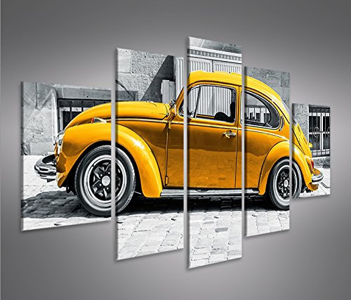 islandburner Bild Bilder auf Leinwand Käfer Kult Auto Beetle MF XXL Poster Leinwandbild Wandbild Dekoartikel Wohnzimmer Marke