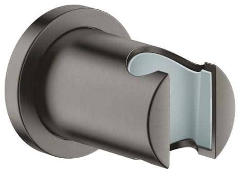 GROHE Rainshower, Wandhalter für die Handbrause, runde Rosette, Anthrazit | Fester Brausehalter zur Wandmontage, runde Rosette, Duschstange passend zu Standard-Handbrausen (Anthrazit, 27074AL0)