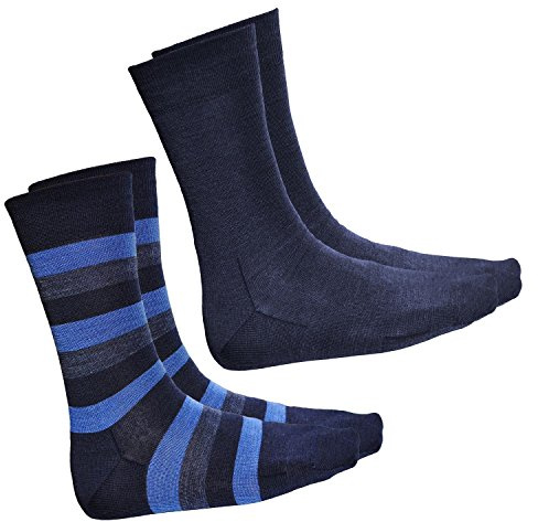 VITSOCKS Merino Ullstrumpor Herr, 80% Ull Strumpor, Varma Andas (2 PAR) Ränder, blå-marin, 39-41