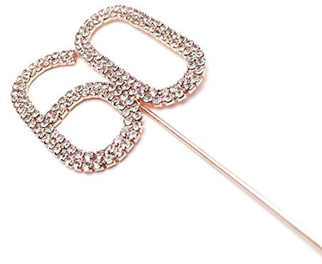 World of Sparkles 6cm Cake Toppers with Silver Diamante Rhinestones Diamonds and Rose Gold Base for Anniversary, Birthday Kids Children Adults Party