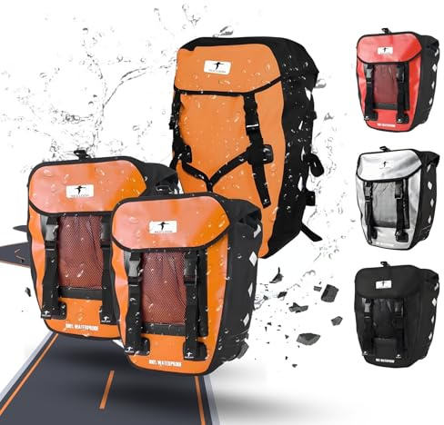 Red Loon Fahrrad Gepäckträgertasche Fahrradtasche Packtasche Pro Triple orange/schwarz - Fahrradtasche Gepäckträger - Fahrrad Doppeltasche + Fahrradrucksack - miteinander koppelbar - wasserdicht