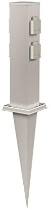 ledscom.de Garten-Steckdosen-Säule Polly mit Erdspieß für außen, IP44, 4-Fach, Edelstahl, eckig, 40cm