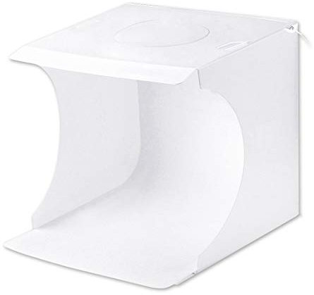 PULUZ Mini Photo Booth, 9 inch Portable Folding Photo Studio Light Box t with Adjustable 3 Colors Lights & 6 Color Backdrops for Jewellery and Small Items Photography