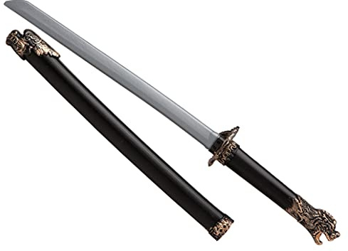 ATOSA Espada Ninja Decorativa 59,5 cm con Funda – Katana para Disfraz de Guerrero Oriental, Samurai o Ninja – Accesorio Cosplay Ligero para Carnaval, Halloween y Fiestas Temáticas
