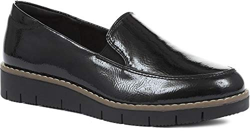 Pavers Womens Slip-On Loafers in Black - Comfortable Everyday Shoes - Low Wedge Shoes with Cushioned Footbed for Smart Casual Wear - UK Size 5