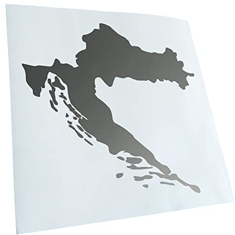 Kiwistar - Autoaufkleber - Kroatien Umriss Kontur - silber - 24x23cm - Heckscheibe Auto Aufkleber wetterfest für Kfz LKW Mofa Truck - Sticker außen selbstklebend Tuning Zubehör für Fenster Fahrzeug