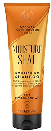 Charles Worthington Moisture Seal Nourishing Shampoo, Coconut, Argan and Macadamia Oils, Salon Shampoo for Deep Moisture, 250 ml