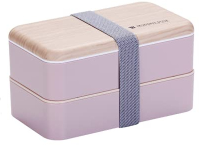 Bento Box, 2 Layer Wooden Lunch Box with Cutlery Set, Back to School, Food Containers for Kids, Students, Children, Teens, Adults (Pink)
