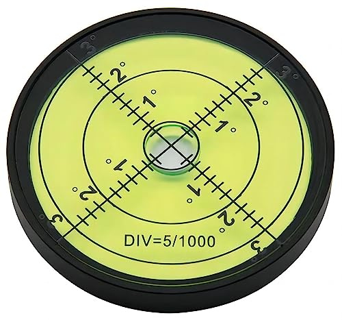 Bullseye Niveau à bulle rond en aluminium de haute précision pour camping-car, camping, remorque, construction, machine CNC 60 x 12 mm
