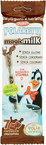 Pajita Polaretti Magic Milk de desayuno para niños con microesferas con sabor a chocolate Dolfin – 42 unidades