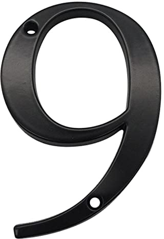 3D Floating House Plaque Number Black 4 Inch Modern for Door Plate Address Home Outside Digits Electroplated Alloy Big Mailbox Sign Digital 0-9, Screw Mounted, Weather Resistant, Non-Reflective (9)