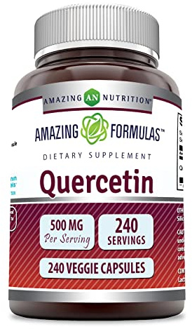 Amazing Formulas Quercetin 500mg Veggie Capsules Supplement | Non-GMO | Gluten Free | Supports Overall Health & Well Being (240 Count)