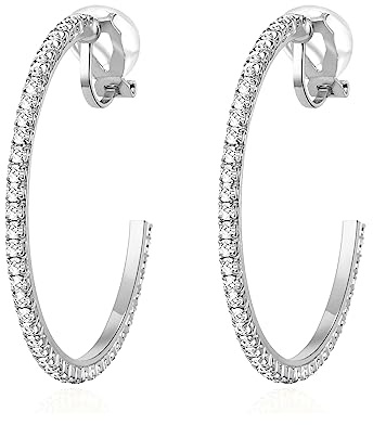 QUKE 4.3CM Creole Ohrclips Ohrringe für Frauen Mädchen Kubischer Zirkon Nicht Durchbohrt Ohrringe