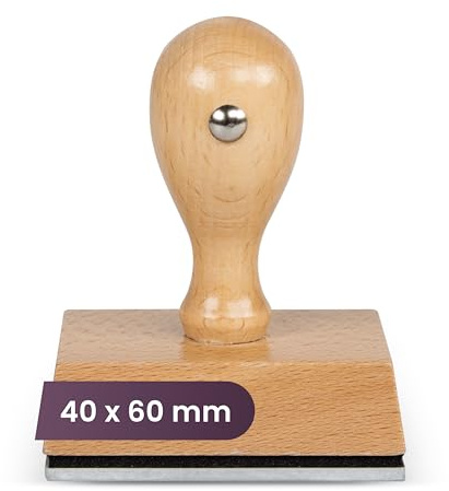 Tampon personnalisé en bois avec logo/texte – Idéal pour entreprise, adresse, date – Différentes tailles disponibles – Usage personnel et professionnel (40x60mm)