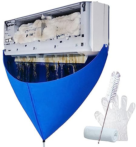 Deno Housse Nettoyage pour Climatiseur, Sac Housse Nettoyage pour Climatisation Divisée, Sac Protection Étanche Mural Universel avec Vidange, Tuyau, Brosse Nettoyage Et Gants