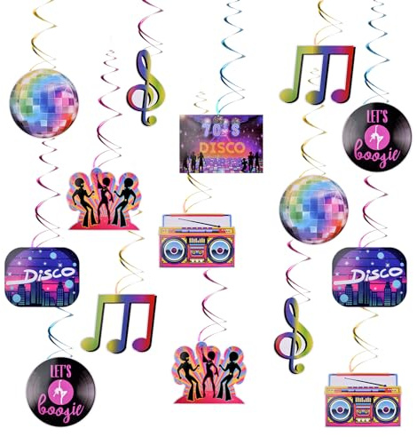 30 Stück 70er Thema Party Dekoration, 70er Party Hängende Spiral Decken Dekorationen, 70er Party Dekor für Erwachsene, 70er Rock Hippie Disco Retro Partybedarf für Erwachsene Throwback Party Decor