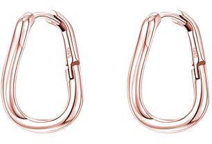 Reffeer Creolen aus 925er-Sterling Silber für Damen, Huggie-Ohrringe (C-Rose Gold Plated)
