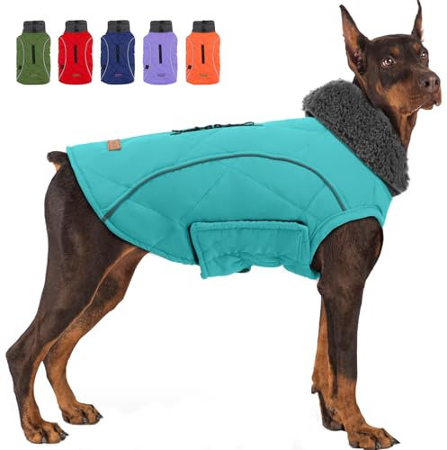 EMUST Winter Hundemantel, Fleece Hundebekleidung für kaltes Wetter, Britischer Stil Winddichte warme Hundejacke für Kleine Hunde Hundemäntel für den Winter, NeuTürkis, XS