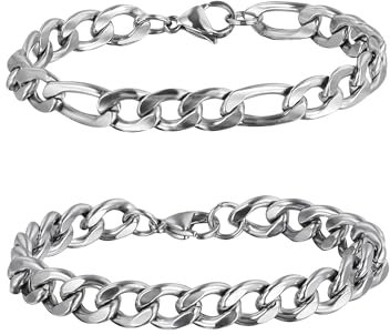 Manfnee Ketten Armband für Männer Frauen Edelstahl Cuban Link Armbänder Hip Hop Rapper Modeschmuck