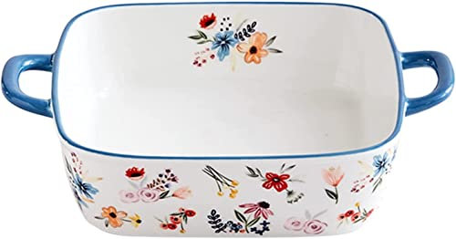 Casseruola con coperchio, pentola calda in ceramica, pirofile in ceramica pirofila for lasagne con manico, pirofile rettangolari in porcellana for forno, pirofile in ceramica for forno-rosso (colore :