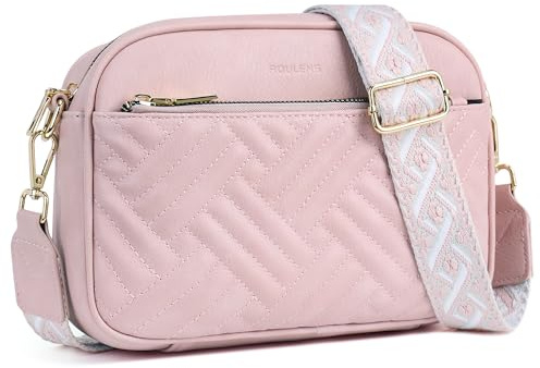 Roulens Gesteppte Damen Handy Umhängetasche, Veganes Leder Handy Schultertasche, Crossbody Bag für Damen mit Verstellbarem Breiter Gurt