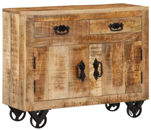 BaraSh Sideboard Wohnzimmer Schrank Aufbewahrungsschrank Sideboard Wohnzimmer MöBel 80x30x65 cm Massives Raues Mangoholz