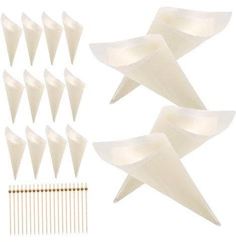 Anneome Conos de Madera Desechables Set DIY, para Helado y Aperitivos