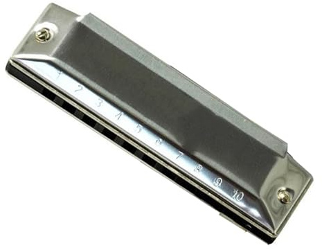 10 Loch C Key Diatonische Blues Mundharmonika Harfe Kammabdeckung Professionelles Musikinstrument(Silver)