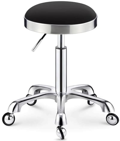 SJHPZG Runder Rollhocker mit Rädern, höhenverstellbar, drehbar, für Salon, Friseur, Make-up, Arbeitshocker, Werkstatthocker, Stuhl, robust, belastbar bis 150 kg