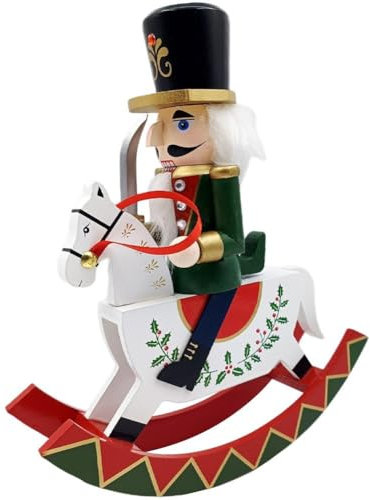 Ymxygz Cascanueces De Madera De Navidad, Soldado, Caballo Balancín De Navidad, Adornos De Cascanueces, Figuras De Marionetas En Soporte, Cascanueces para Fiesta De Navidad