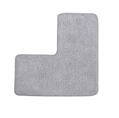 L-förmiger, wasserabsorbierender, weicher Badteppich für Eckdusche, waschbar, Teppichmatte für quadratisches Badezimmer, Grau