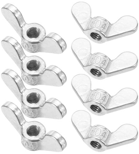 PATIKIL Tuercas de mariposa M6, 8 piezas de acero inoxidable 304 Tuercas de mariposa de acabado liso para reparar piezas de fijación de alas para fabricación de ingeniería
