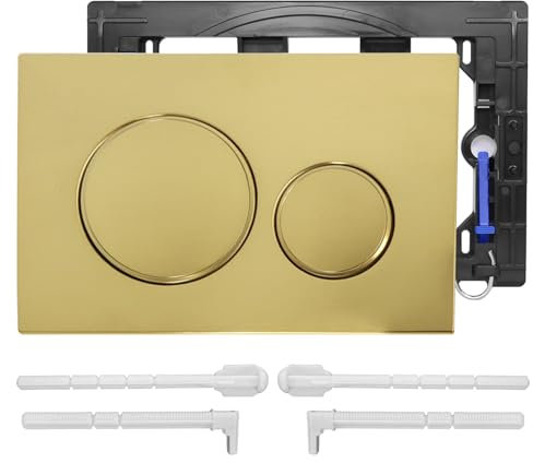 Betätigungsplatte, Drückerplatte mit Spülhebelset und Einbaurahmen für Geberit Sigma 20 WC Spülkasten Ersatzteile, Zweimengenspülung, 1 Stück (Mattes Gold)