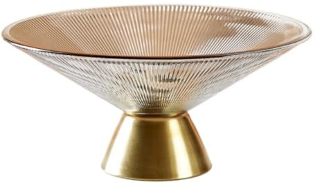JYARZ Cesta de Frutas de Estilo Moderno Frutero De Cristal, Cuenco Decorativo, Frutero Vintage Para Encimera De Cocina, Vasos Acanalados, Cuenco Con Pedestal Plato Decorativo(E)